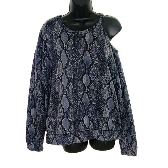Express One Eleven Snake Skin Cold Shoulder Long Sleeve Gray Size Small - Picture 3 of 9